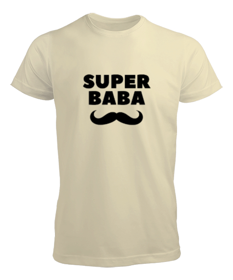 Tisho - Süper Baba Bıyık Babalar Günü Özel Krem Erkek Tişört