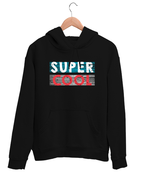 Tisho - Super Cool Siyah Unisex Kapşonlu Sweatshirt