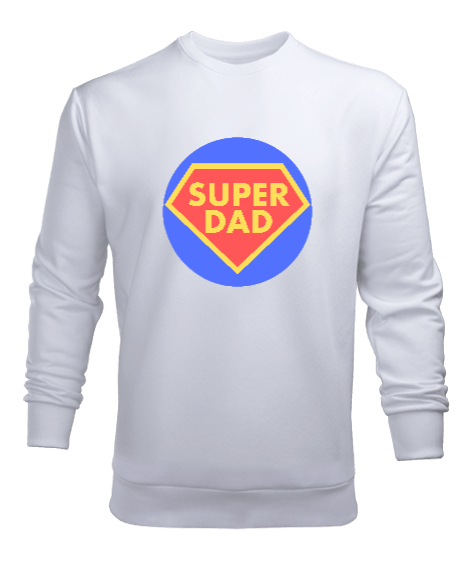Tisho - Super Dad Süper Baba Babalar Günü Özel Beyaz Erkek Sweatshirt