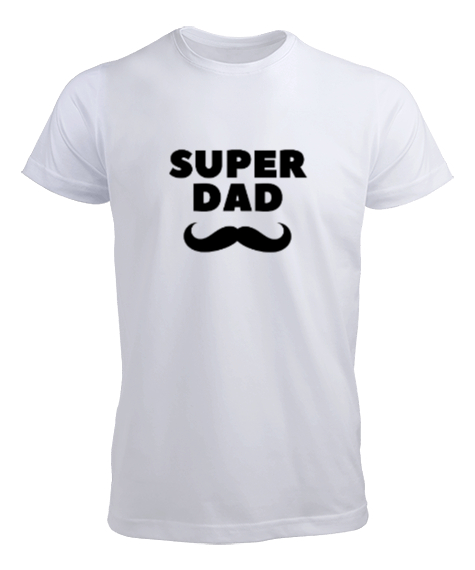 Tisho - Super Dad Süper Baba Babalar Günü Özel Beyaz Erkek Tişört