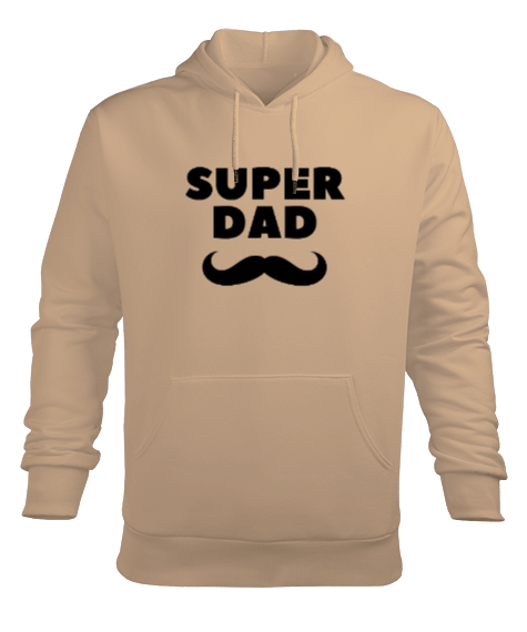 Tisho - Super Dad Süper Baba Babalar Günü Özel Camel Erkek Kapüşonlu Hoodie Sweatshirt