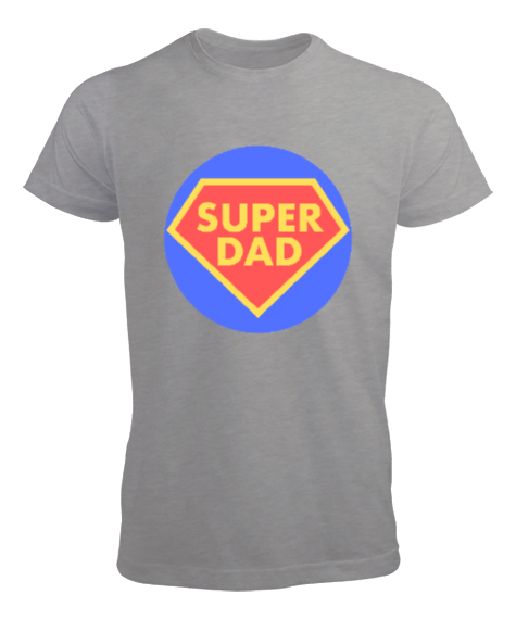 Tisho - Super Dad Süper Baba Babalar Günü Özel Gri Erkek Tişört