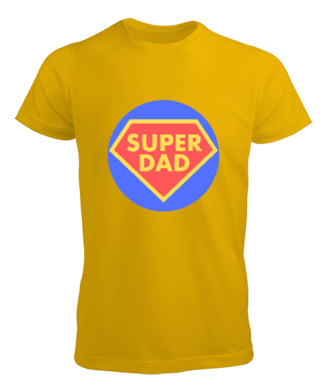 Tisho - Super Dad Süper Baba Babalar Günü Özel Sarı Erkek Tişört