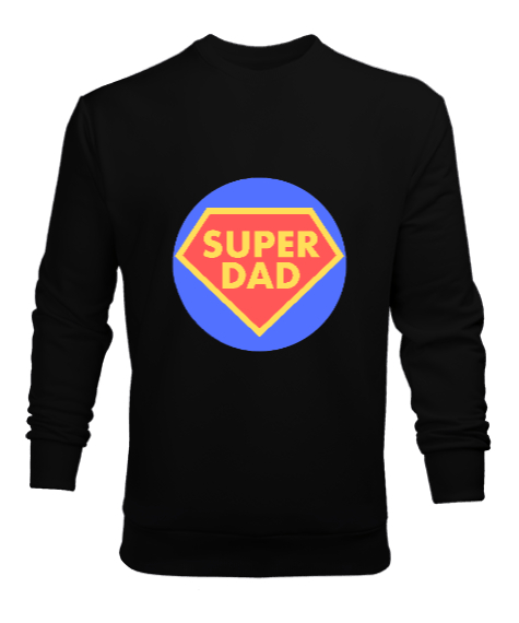 Tisho - Super Dad Süper Baba Babalar Günü Özel Siyah Erkek Sweatshirt