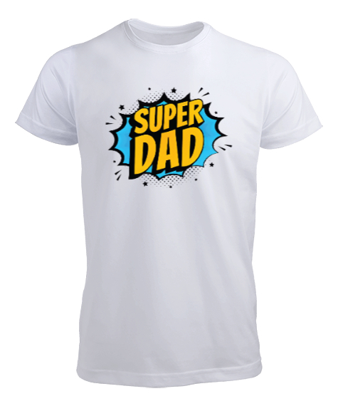 Tisho - Super Dad - Süper Baba, Babalar Günü Tasarımı Beyaz Erkek Tişört