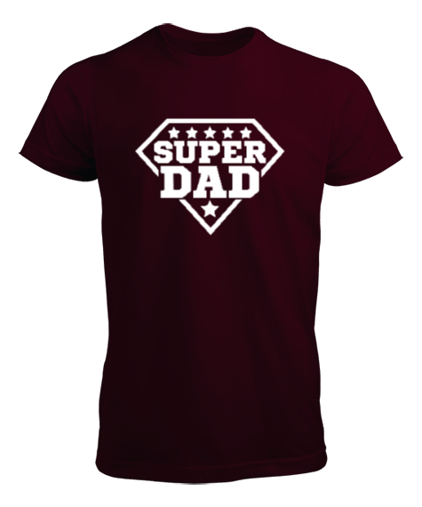 Tisho - Super Dad - Süper Baba Bordo Erkek Tişört