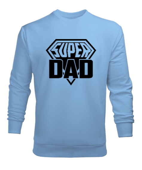 Tisho - Super Dad - Süper Baba Buz Mavisi Erkek Sweatshirt