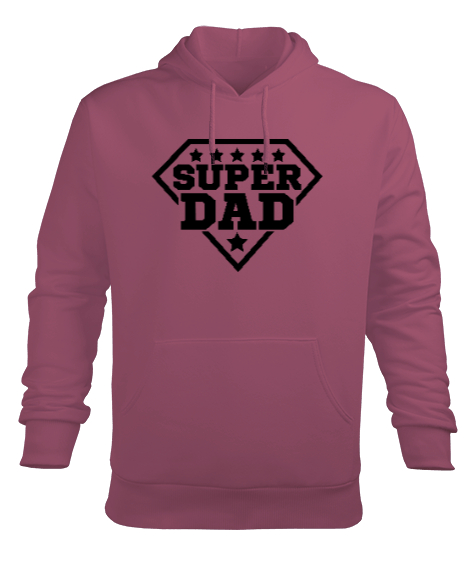 Tisho - Super Dad - Süper Baba Gül Kurusu Erkek Kapüşonlu Hoodie Sweatshirt