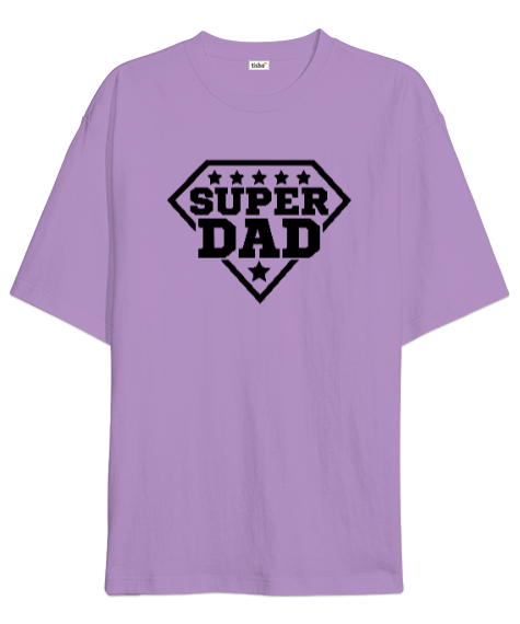 Tisho - Super Dad - Süper Baba Lila Oversize Unisex Tişört