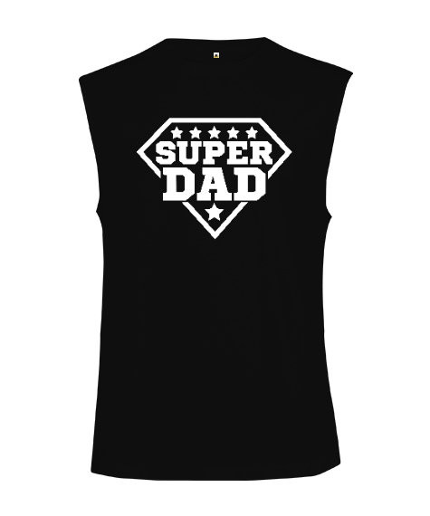 Tisho - Super Dad - Süper Baba Siyah Kesik Kol Unisex Tişört