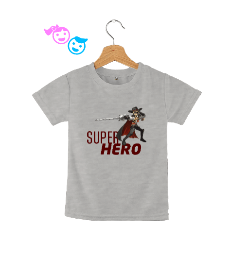 Tisho - Super Hero Gri Çocuk Unisex