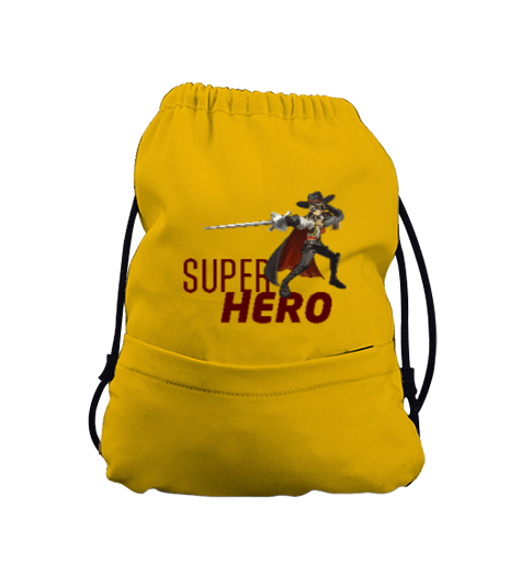 Tisho - Super Hero Sarı Büzgülü Çocuk Sırt Çantası