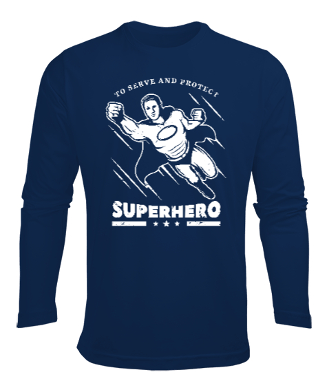 Tisho - Super Hero - Süper Kahraman Lacivert Erkek Uzun Kol Yazlık Tişört