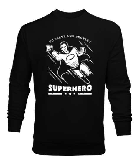 Tisho - Super Hero - Süper Kahraman Siyah Erkek Sweatshirt