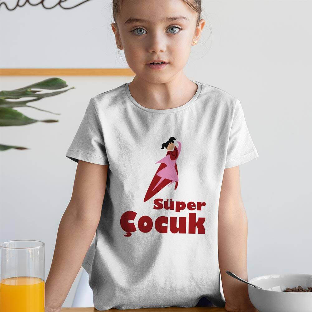 Süper Kız Çocuk Kısa Kol Tişört - Tekli Kombin