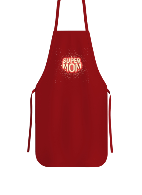 Tisho - Super Mom - Süper Anne Kırmızı Mutfak Önlüğü