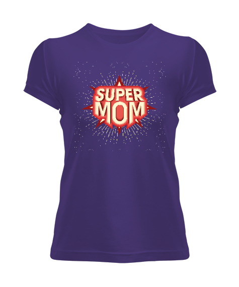 Tisho - Super Mom - Süper Anne Mor Kadın Tişört