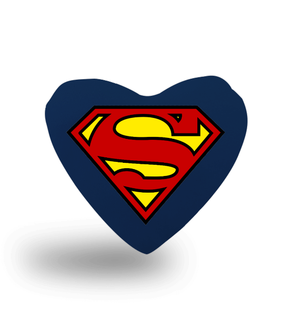 Tisho - Süpergirl Süpermen Desenli Kalp Yastık