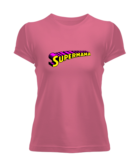 Tisho - Supermama - Süper Anne V2 Pembe Kadın Tişört