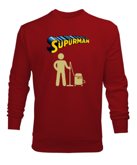 Süpürman - Süpüren Adam Kırmızı Erkek Sweatshirt