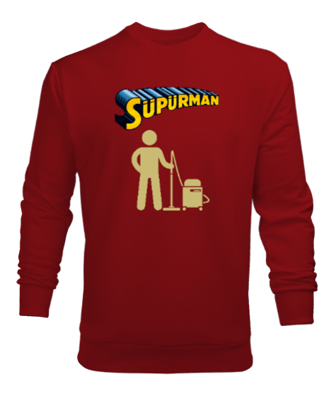 Tisho - Süpürman - Süpüren Adam Kırmızı Erkek Sweatshirt