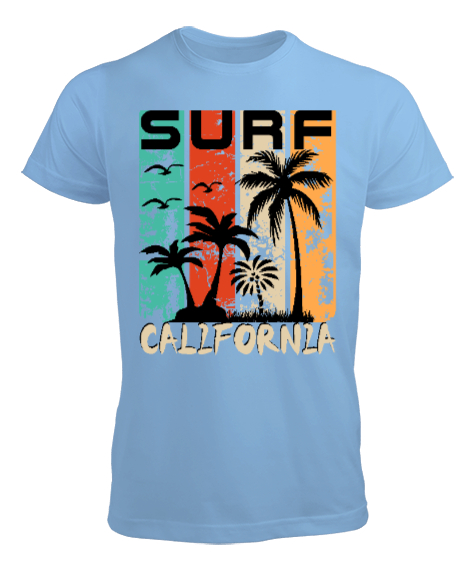 Tisho - surf california Buz Mavisi Erkek Tişört