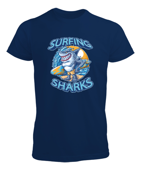 Tisho - Surfing Sharks - Sörf Lacivert Erkek Tişört