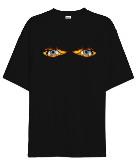 Tisho - Surreal Eye Siyah Oversize Unisex Tişört