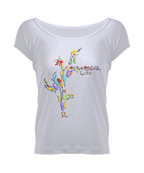 Tisho - Surreal Life - Kadın Geniş Yaka T-shirt Kadın Geniş Yaka Tişört