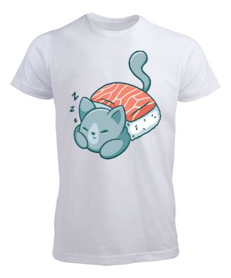 Tisho - Sushi Cat Beyaz Erkek Tişört