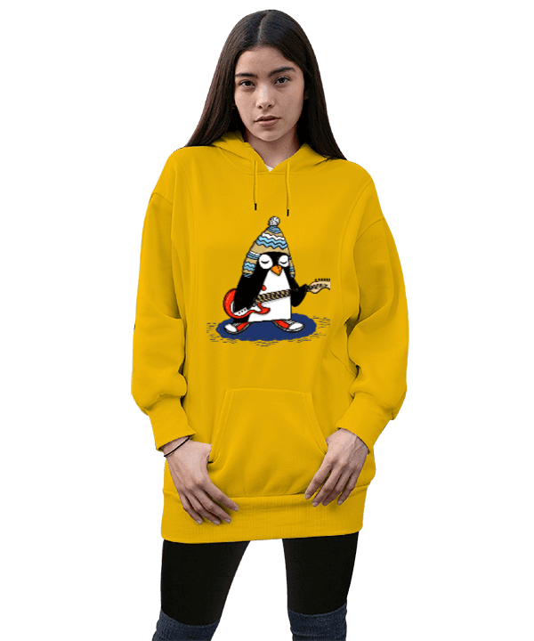 Tisho - Sweatshirt Kadın Uzun Hoodie Kapüşonlu Sweatshirt