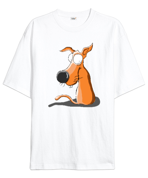 Tisho - Sweet Dog - Sevimli Köpek Beyaz Oversize Unisex Tişört