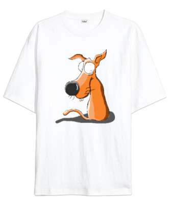 Sweet Dog - Sevimli Köpek Beyaz Oversize Unisex Tişört - Tisho