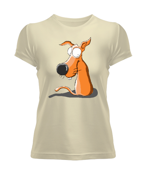Tisho - Sweet Dog - Sevimli Köpek Krem Kadın Tişört