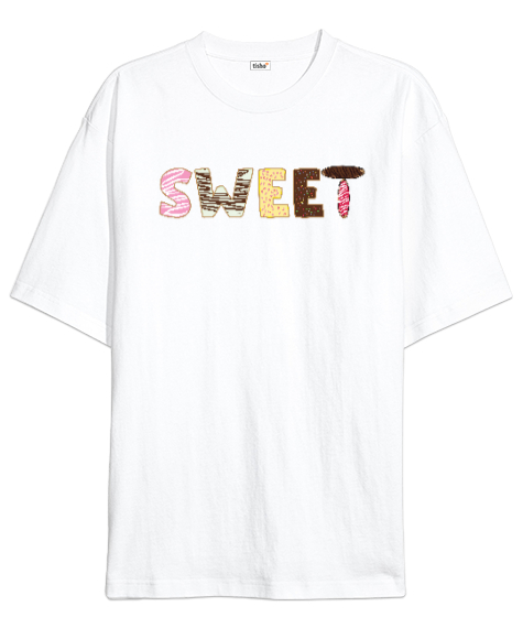 Tisho - Sweet Donut Beyaz Oversize Unisex Tişört