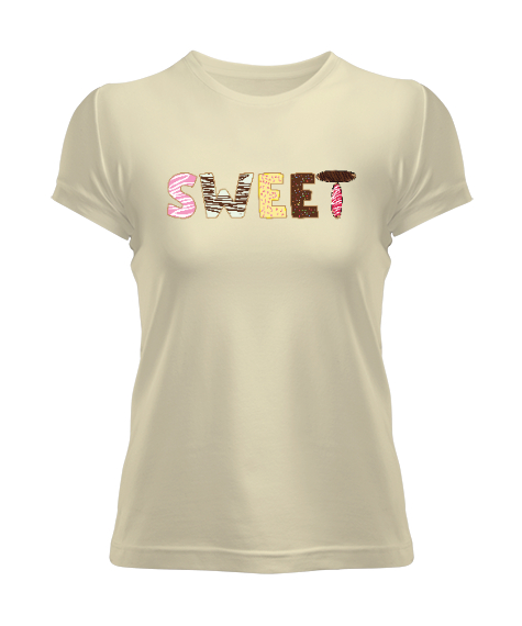 Tisho - Sweet Donut Krem Kadın Tişört