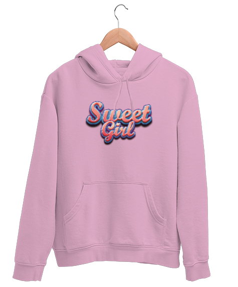 Tisho - Sweet Girl - Tatlı - Şirin Pembe Unisex Kapşonlu Sweatshirt