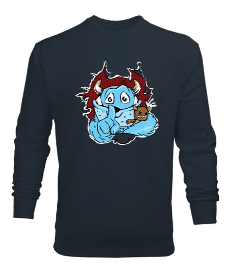 Tisho - Sweet Monster - Sevimli Canavar Füme Erkek Sweatshirt