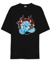 Sweet Monster - Sevimli Canavar Siyah Oversize Unisex Tişört - Tisho