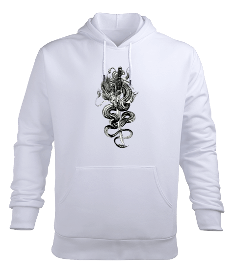 Tisho - Sword And Drago Erkek Kapüşonlu Hoodie Sweatshirt