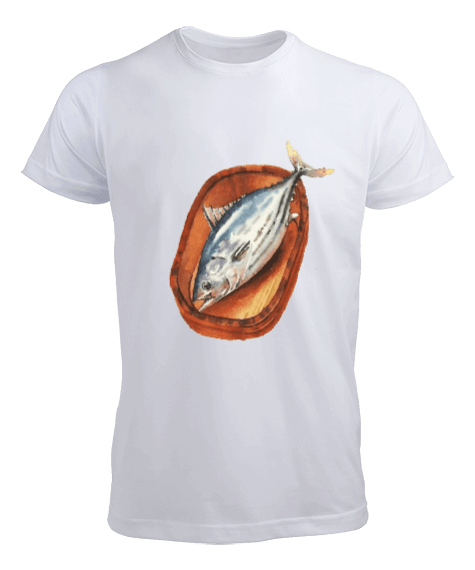 Tisho - tabakta balık baskılı erkek tişört Erkek Tişört