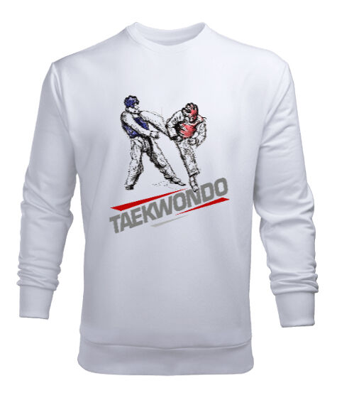 Tisho - Taekwondo Blu V1 Beyaz Erkek Sweatshirt