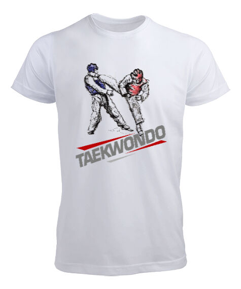Tisho - Taekwondo Blu V1 Beyaz Erkek Tişört