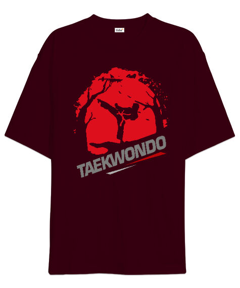 Tisho - Taekwondo Blu V2 Bordo Oversize Unisex Tişört