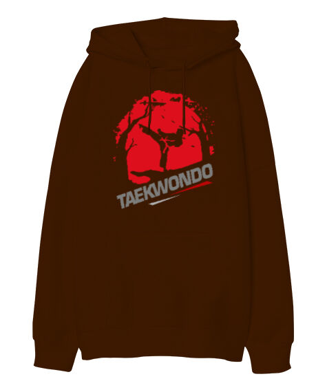 Tisho - Taekwondo Blu V2 Kahverengi Oversize Unisex Kapüşonlu Sweatshirt