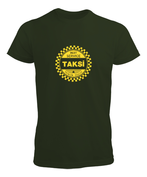 Tisho - Taksi Servisi - Şoför Haki Yeşili Erkek Tişört