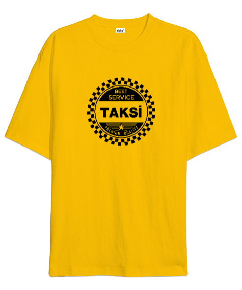 Tisho - Taksi Servisi - Şoför Sarı Oversize Unisex Tişört
