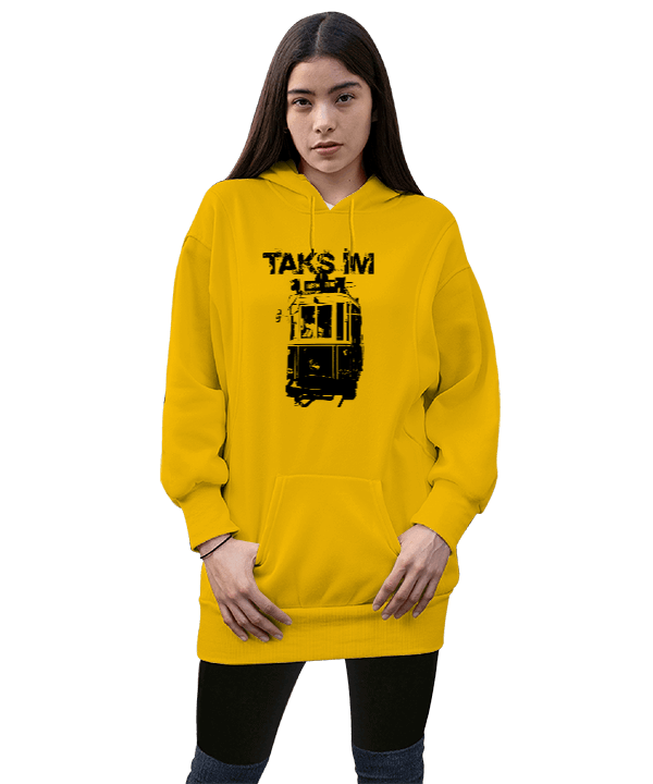 Tisho - Taksim Kadın Uzun Hoodie Kapüşonlu Sweatshirt