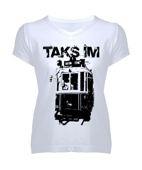 Tisho - taksim kadın v yaka tshirt Kadın V Yaka Tişört