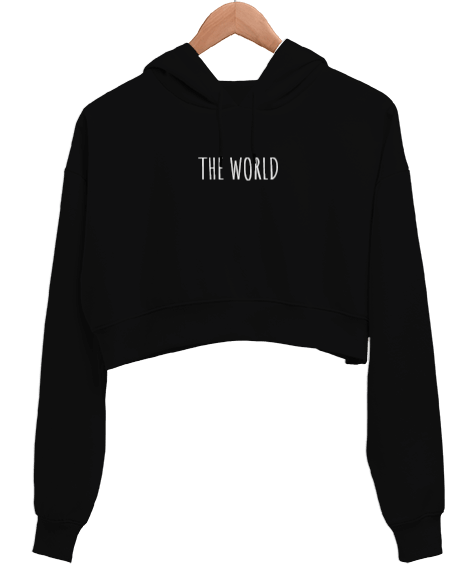 Tisho - Tarot Cards The World Kadın Crop Hoodie Kapüşonlu Sweatshirt